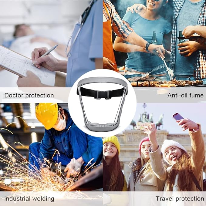 Face Shield for Grinding and Cutting,Clear Full Face Dust Mask Shield for Woodworking,Suitable for Dust and Debris Protection During Home Decoration, Garden Trimming, and Lawn Mowing