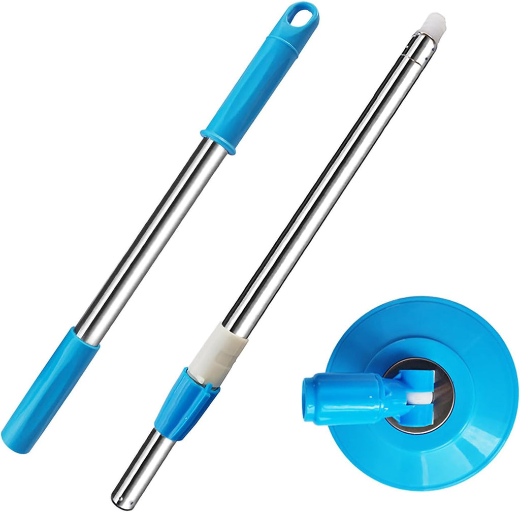 Spin Mop Replacement Mop Handle, 49-inch 360 Degrees Rotating Telescopic Replacement Mop Stick with Reinforced Plastic Disc for Spin Mop Bucket Cleaning System (Plastic Disc, Blue)
