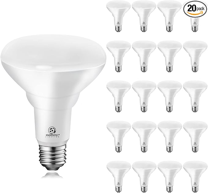 Energetic BR30 LED Recessed Light Bulb, 9W=75W, 5000K Daylight, 900LM, Dimmable Ceiling Flood Light Bulb for Cans, CRI80+, 20Pack