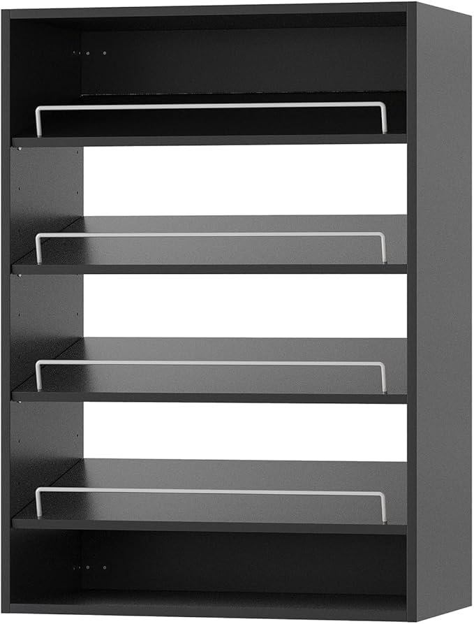 Shoe Shelf Short Tower Closet Unit, Modular Closet System, Wood Closet System Organizer with Storage for Walk In Closets, Clothing Rack for Hanging Clothes, Bedroom, Black, 25.5"W