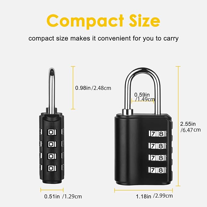 Combination Lock Outdoor with Key Outdoor Waterproof, 4 Digit Padlock for School Gym Sports Locker,2 Pack Padlock with Hasp Storage, Combination Padlock, Cabinet Doors, Fence, Garage