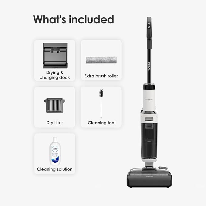 Tineco Floor ONE Stretch S6 Cordless Wet Dry Vacuum Cleaner, 180°Lay-Flat Smart Vacuum Mop, 40 Minutes Long Runtime 158℉ Flashdry Self-Cleaning, Dual-Sided Edge Cleaning Lightweight Floor Cleaner