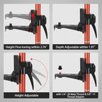 Laser Level Pole with Tripod, Telescoping Tripod, 12 Ft./3.7M with 1/4-Inch by 20-Inch Lasers' Mount for Rotary and Line Lasers' Level, 5/8"-11 Adapter Nut Included, Red