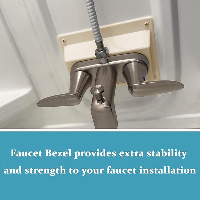 Shower faucet cover RV Camper trailer shower board replacement Faucet Mount KIT Faucet Bezel Stand Off Faucet Cover,Parchment