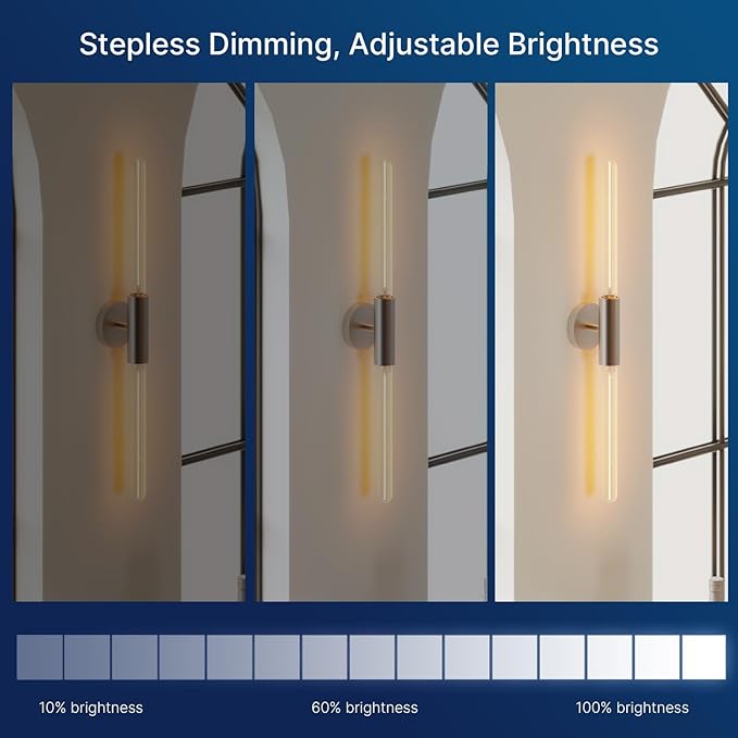 FLSNT Polished Nickel 2-Light Wall Sconce with Clear T30 Edison LED Bulbs, Dimmable E26 Standing Lamp, 2700K Soft White, 90CRI, 350LM, Industrial Wall Light for Living Room, Bedroom, Office