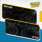 Cerama Bryte Glass Cooktop and Stove Top Cleaner Combo Kit - Includes Cleaning Tool, Razor, Scraper and 1 Pad to Remove Tough Stains - Use on Gas, Electric, Ceramic Surfaces, 18 Ounces, 4 Piece
