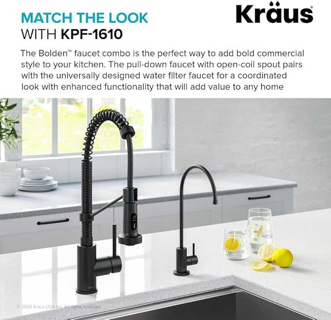 KRAUS Purita 100% Lead-Free Kitchen Water Filter Faucet in Matte Black, FF-100MB