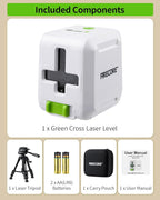 Firecore Laser Level with Tripod, Self Leveling Laser Level Green Cross Line Laser Leveler Tool for Picture Hanging Wall Tile Home Renovation Indoor Projects, Carry Pouch and Battery Included