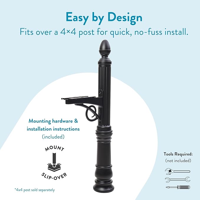 Architectural Mailboxes Victorian Plastic Mailbox Post, Compatibility Code A, B, VP000BAM, Black