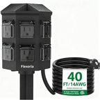 Outdoor Power Strip Waterproof, 40 FT Extension Cord, 6 Grounded Outlets for Halloween/Christmas Decorations and Inflatables, 15A/1875W, ETL Listed