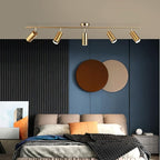 KCO Lighting Modern 5-Lights LED Track Lighting Kit Brushed Brass Kitchen Ceiling Spotlights Light Fixture Mid Century Gold Adjustable Flush Mount Ceiling Spot Light (5 Lights)