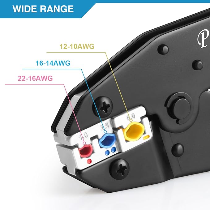 Crimping Tool for Insulated Electrical Connectors AWG 22-10 - Ratcheting Wire Terminal Crimper - Crimping Pliers - Crimper Tool Electrical - Crimp Tool