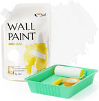 DWIL White Paint for Wall, Water-Based Ceiling Paint with Roller Kit - Interior/Exterior - No Sanding, Quick Drying, Low Odor - Perfect for Wall, Ceiling & More, 50-55sq.ft, 32 Oz, Semi-Gloss White