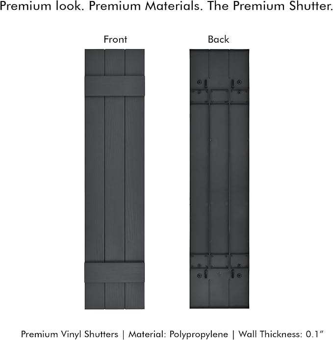 Board & Batten Vinyl Shutters (1 Pair) | 11"x31" (3-Board) - Cornerstone Grey | Exterior Window Shutters | Includes Mounting Hardware | Simple Installation | Made in USA