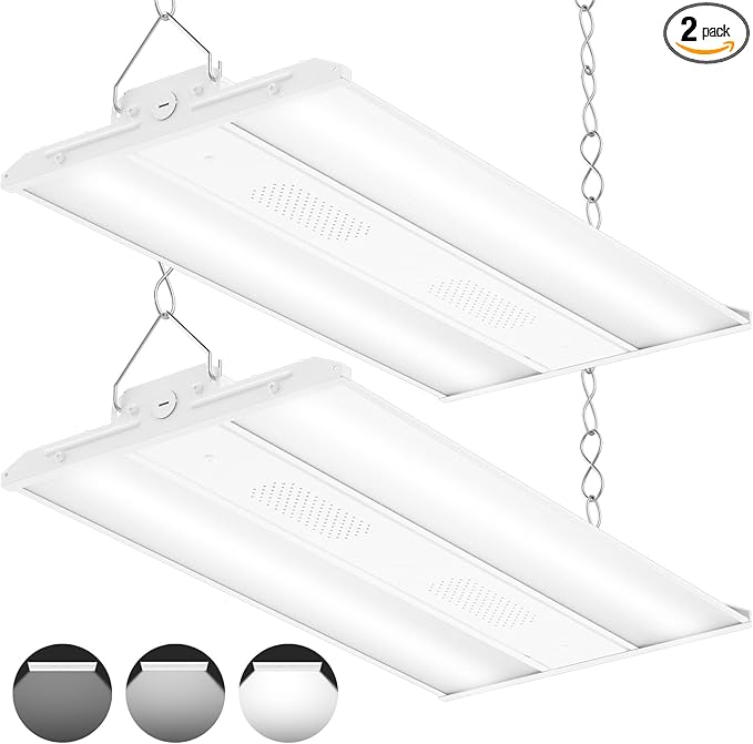 CINOTON 2FT 165W/110W/80W LED Shop Light with 22275LM, 0-10V Dimmable Linear High Bay Lighting, 120-277V Power Tunable Commercial Hanging Lights for Garage Office Warehouse Workshop UL Listed 2 Pack