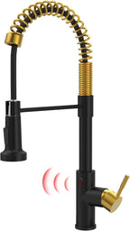 GIMILI Black and Gold Touchless Kitchen Faucet with Pull Down Sprayer, Motion Sensor Hands-Free Activated Faucet for Kitchen Sink