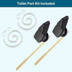 Hygie Rinse 2PACK Universal Metal Toilet Handle Replacement Kit Compatible with American Standard/Mansfield/Gerber Toilet, Front Mount Toilet Tank Flusher Lever with Flapper Chain, Matteblack