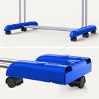 Bigzzia Clothes Drying Rack, 67.7 Inch Laundry Drying Rack with Foldable Base, 4 Tier Stainless Steel Drying Rack Clothing, Movable Laundry Rack for Indoor Outdoor-Blue