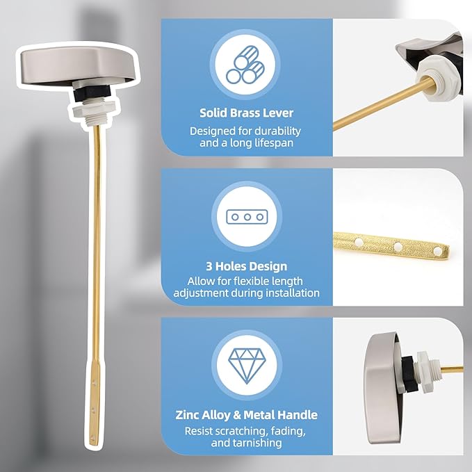 Hibbent 2 Pack Toilet Handle Replacement Compatible with TOTOTHU004-CP Trip Lvr for ST701, CST854, Side Mount Toilet Flush Handle, Tank Flush Lever, Brushed Nickel