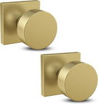 Mega Handles SUANA Dummy Door Knob for Hallway, Closet and Bathroom, Reversible Heavy Duty Design Door Knobs, Fits All Standard Door Sizes, Screws Included - Satin Brass (2 Pack)