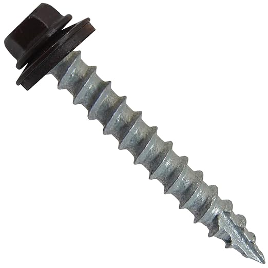#14 Metal ROOFING SCREWS: (250) Screws x 1-1/2" DARK BROWN Hex Washer Head Sheet Metal Roof Screw. Self starting/tapping EPDM washer. Colored head for corrugated roofing