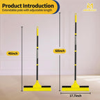 18”Push Broom Brush for Floor Cleaning with 60” Long Handle and Stiff Bristles, Heavy Duty Brush for Shop, Deck, Garage, Concrete,Indoor and Outdoor Broom