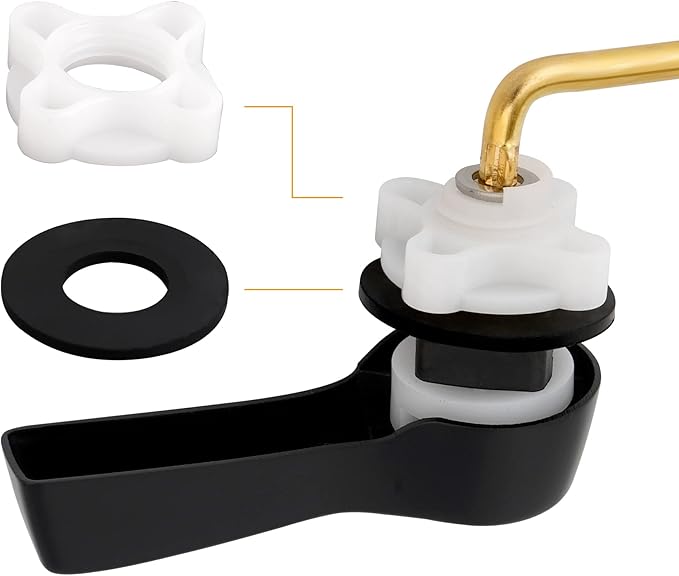 Hibbent Universal Metal Front Mount Toilet Handle Replacement Kit, Brass Toilet Flush Tank Lever with Stainless Steel Flapper Chains for Most Toilets, Matte Black Finish
