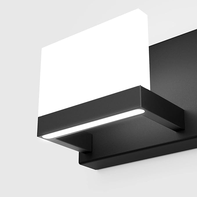 Tipace LED Modern Matte Black Bathroom Vanity Lights Over Mirror 6 Lights Up and Down Black Bathroom Vanity Light Fixtures 6000K