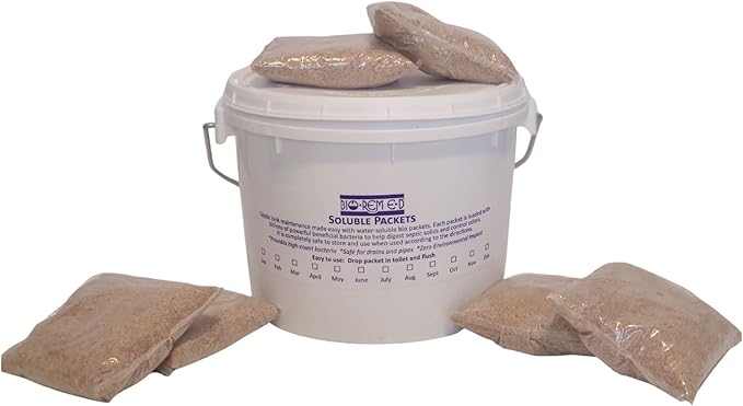 Industrial Strength Septic Tank Treatment, Flushable live Bacteria Packets, Dissolvable Sewer & Drain Line Treatment to Prevent Expensive Sewage Backups, 1-Year Supply (12 Packets)