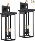 tewei 22 Inch Large Outdoor Wall Lights, Dusk to Dawn Exterior Lighting Fixtures Black Modern Porch Light Outdoor Wall Lantern Sconce Lights for House Garage with Clear Glass Shade, E12 Base, 2 Pack