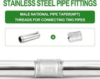 TAISHER 1PCS Stainless Steel Pipe Fittings, 1-1/4" NPT Male x 1-1/4" NPT Male Threaded, 8" Length Nipple Cast Pipe