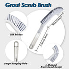 3 Pack Heavy Duty Bathroom Scrub Brush with Long Handle, Stiff Bristles Grout Brush, Scrub Brushes for Cleaning Bathroom, Shower, Tile, Tub, Carpet, Kitchen, Sink (Crystal Gray)