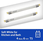 6 Inch F4T5/CW Fluorescent Tube,T5 4W Cool White Under Cabinet Bulb,Compatible for GE,Eiko 15501, Sylvania 20416,Sunlite 05040, Rayovac,Coleman Lantern Bulb,G5 Bi-Pin Base,4100K(4PACK)