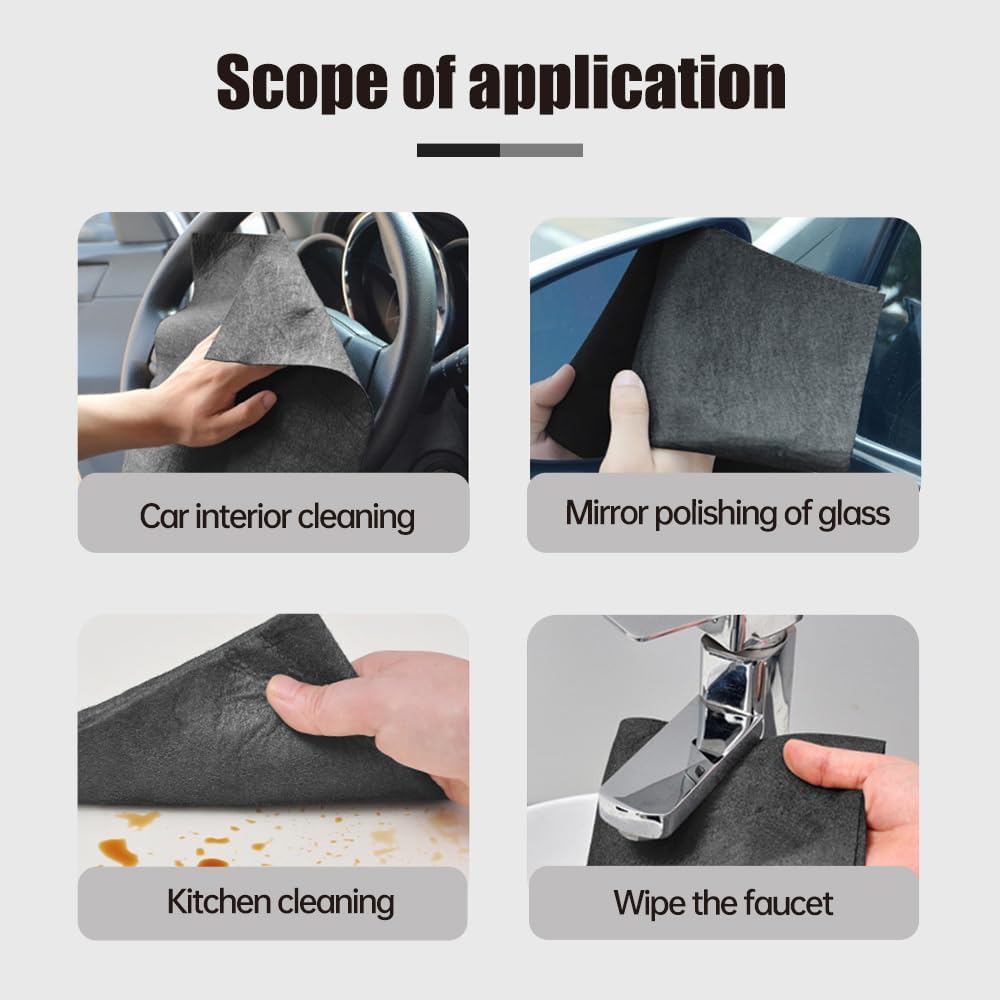 Thickened Magic Cleaning Cloth, 2026 New Reuseable Streak Free Microfiber Cloth Magic Fiber Microfiber Cleaning Cloth, Multipurpose Miracle Rags for Kitchen, Window, Glass, Cars (5pcs, 16x12 in)