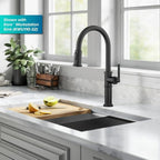 KRAUS Allyn Traditional Industrial Pull-Down Single Handle Kitchen Faucet in Matte Black, KPF-4100MB
