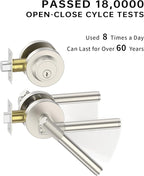 Asidrama Premium Satin Nickel Zinc-Alloy Front Door Lock Set: Double Cylinder Deadbolt, Heavy Duty Security Handleset for Left/Right Exterior Doors, Universal Entry Locks (2 Pack)