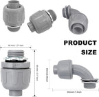 3/4 inch Liquid Tight Connector PVC Flexible Conduit Connector Kit,UL Listed,180 Degree and 90 Degree Connector Fittings 20 Pack(10 Pcs 180D/10 Pcs 90D)