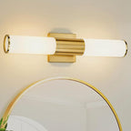Bathroom Light Fixtures Set of 2, 2 Light Vanity Lights for Mirror with Milk Glass Shade, Up and Down Wall Sconces for Bathroom Bedroom Hallway, Brushed Gold, VL834-BG-ML-2PK
