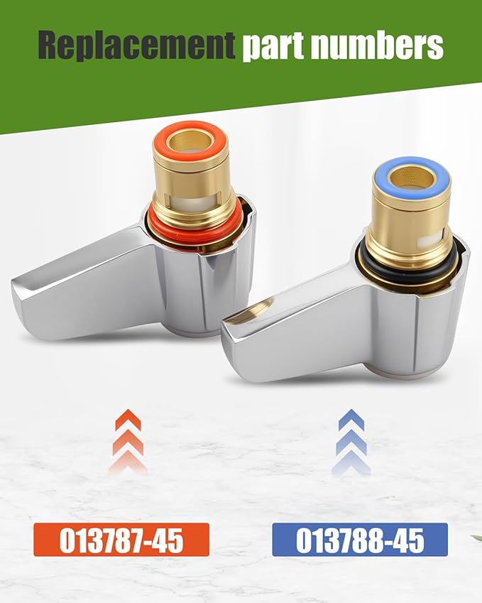 Ceramic Cartridge Assembly Fit for T&S Brass Faucets, Hot & Cold Ceramic Cartridge Assembly with 2 Handles & Fixing Screws Replace 013787-45 013788-45
