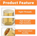 GASHER 1/4"NPT Brass Pipe Cap, NPT Female Thread Socket Pipe End Cap Plugs Fitting 10PCS