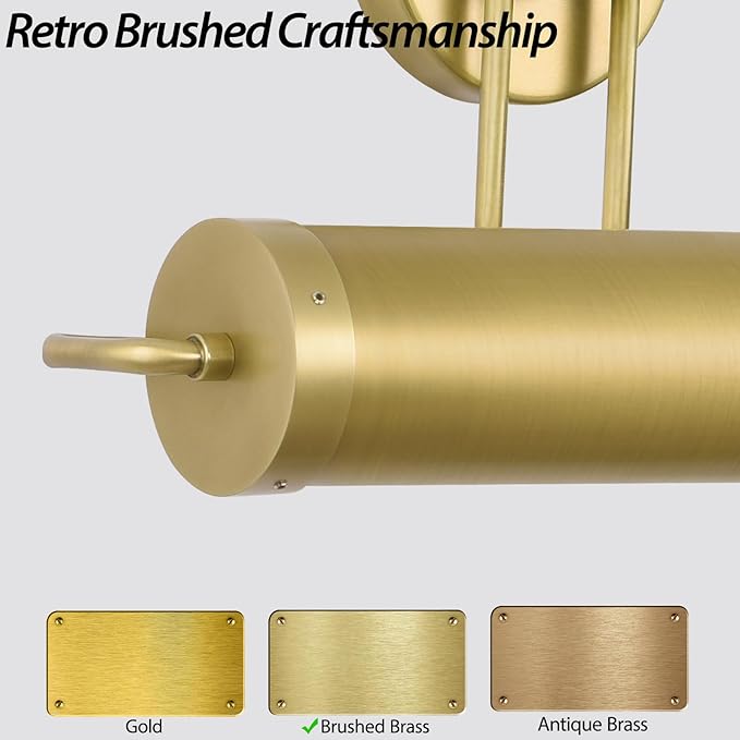 18in Picture Lights Hardwired Brass Picture Light, Gold Modern Picture Light for Wall, 360°Rotatable Art Light Gallery Lights, Wall Sconces for Painting Display Artwork Portrait