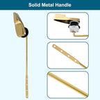 Hygie Rinse Front Mount Metal Toilet Handle Replacement Kit Compatible with American Standard/Mansfield/Gerber/TOTO/Kohler Toilet, Toilet Tank Flusher Lever with Flapper Chain, Shiny Gold