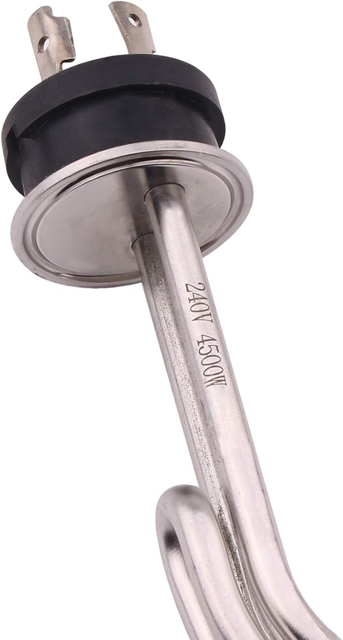 DERNORD 240V 4500W Tri-clamp Ripple Heating Element Stainless Steel Immersion Water Heater with 3-Wire Electrical Locking Plug (1.5 Inch Tri clamp)
