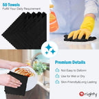 Orighty Black Microfiber Cleaning Cloth, 50 Pack Highly Absorbent Cleaning Supplies, Lint Free Kitchen Towels Cleaning Rags, Microfiber Towels for Cars, House, Window, 12x12 inch