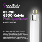 GoodBulb F54T5/865/ECO 54W 46 Inch T5 Fluorescent Light Bulb 6500K Daylight White Color, Medium Bi-Pin Base 4950 Lumens 85 CRI 36000 Life Hours Instant/Programmed Start 40 Bulbs Pack