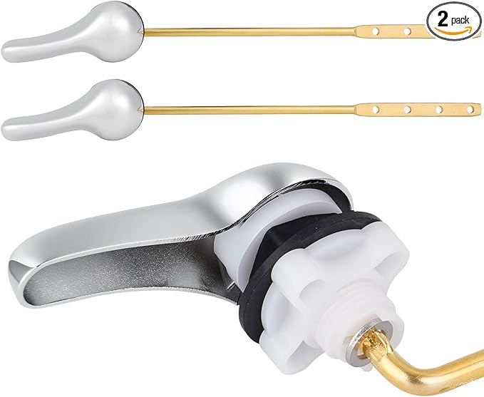 iFealClear 2-Pack Toilet Handle Kit, Universal Front-Mount Flush Lever Replacement, Solid Brass Trip Lever (Chrome)
