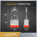 LanuBe Lock Laminated keyed Padlock (1-9/16", 40mm), keyed Alike Locks, Long Shackle,Marked Orange Plastic Hoop, Pack of 120