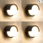 Outdoor Wall Light 4 Pack - Minimal Design Wall Sconce - Modern Black Round Lights - Warm 3000K - For Corridor