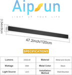 Aipsun Exterior Wall Lights 47.2inch Long Strip Modern Outdoor Wall Sconce, Rectangular Black LED Wall Mount Lighting 3000K for House Porch Corridor(1 Pack)