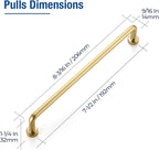 JOY DECOR Cabinet Pulls – 7-1/2 Inch Hole Center, Brushed Brass, 2 Pack, Zinc Alloy Cabinet Handles for Drawers & Cupboard – Vintage Style Hardware for Kitchen, Bathroom, Dresser, Furniture Makeover